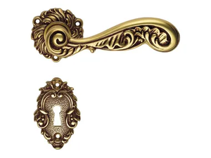 ROCOCÒ - Chromed brass door handle on rose with lock _ LINEA CALI'